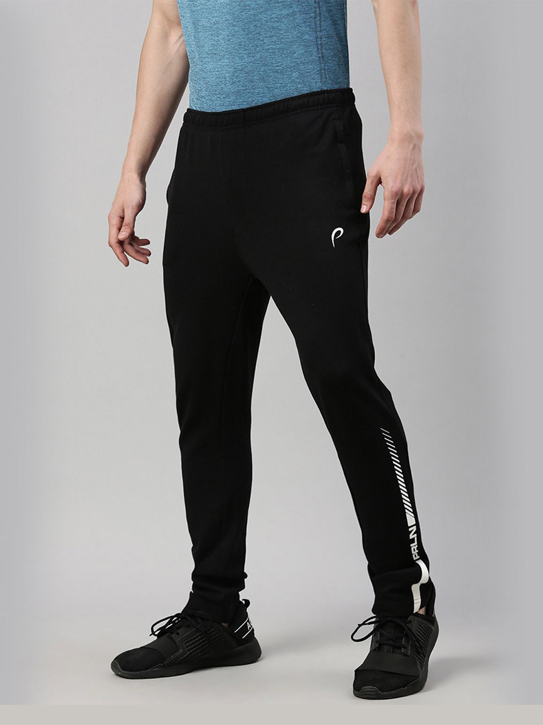 Proline Men Black Solid Regular Fit Cotton Track Pant