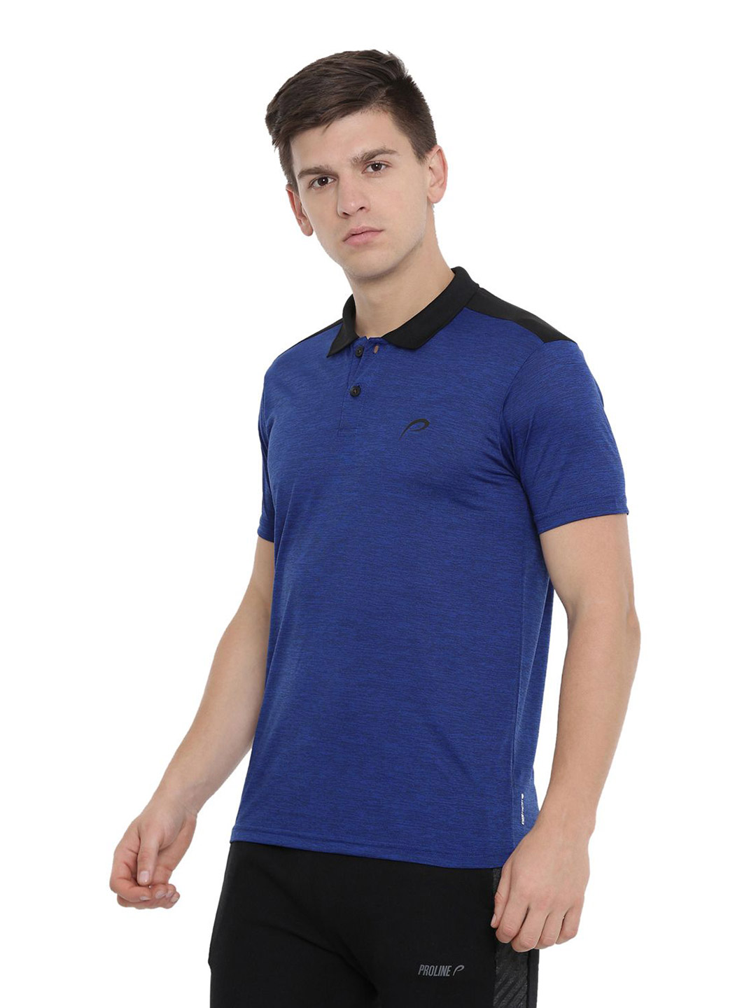 Proline Men Blue Solid Polo Collar Polyester T-Shirt (3)