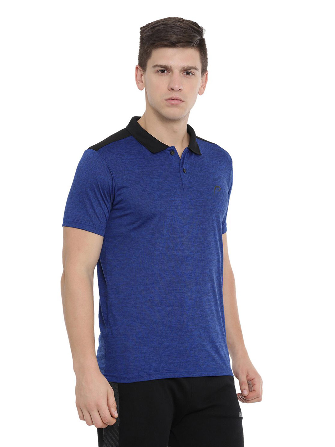 Proline Men Blue Solid Polo Collar Polyester T-Shirt (4)