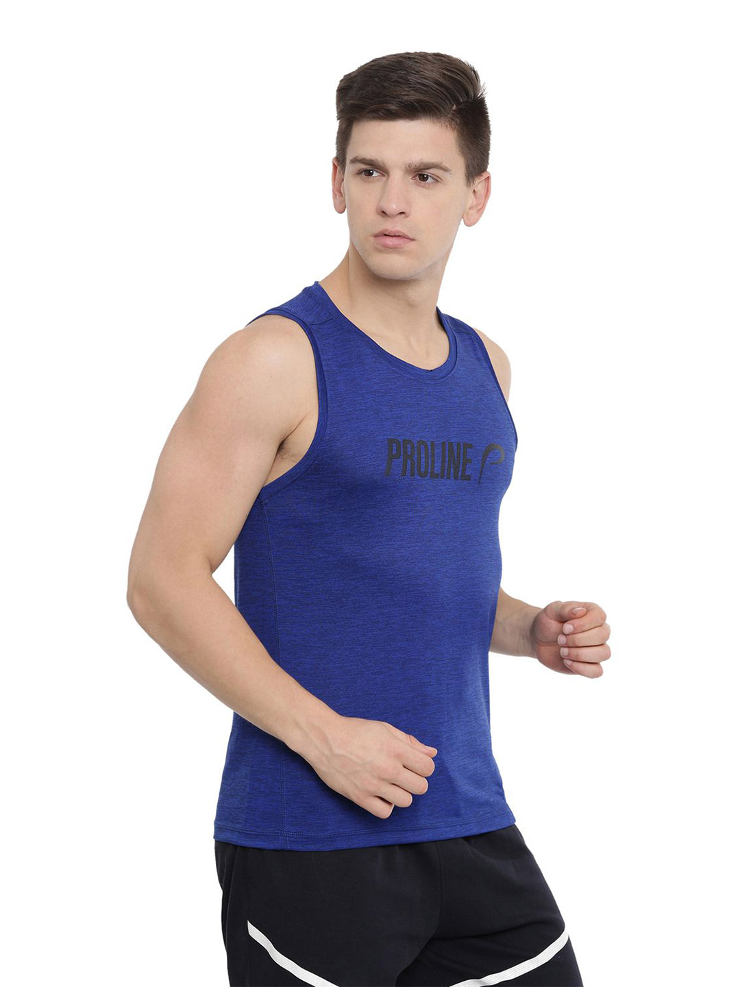Proline Men Blue Solid Round Neck Polyester T-Shirt (1)