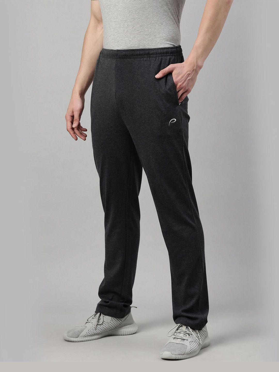 Proline Men Grey Solid Regular Fit Cotton Track Pant (1)