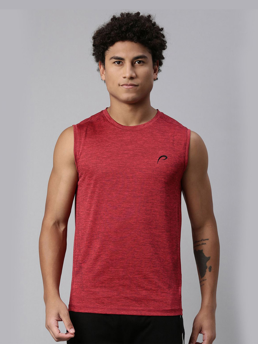 Proline Men Red Solid Round Neck Polyester T-Shirt (1)