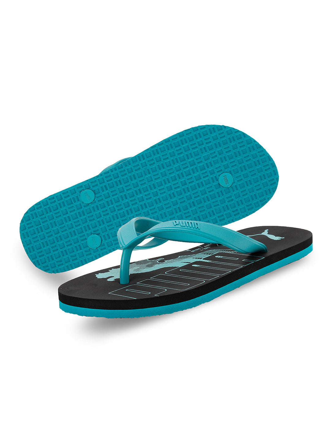 Puma Men Black and Blue Leon V2 Flip Flops (1)