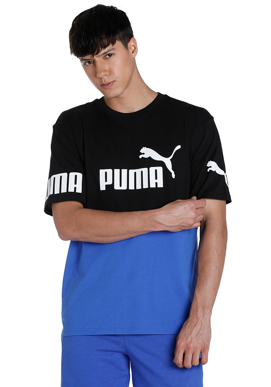 Puma Men Black and Blue PUMA POWER Colorblock T-Shirt (1)