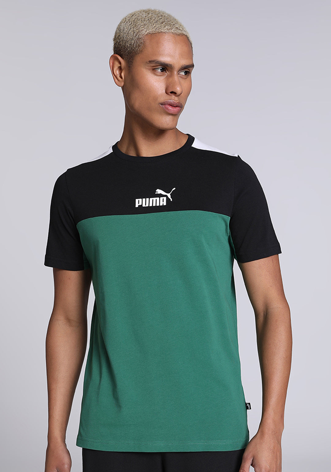 Men Black and Green ESS+ Block T-Shirt