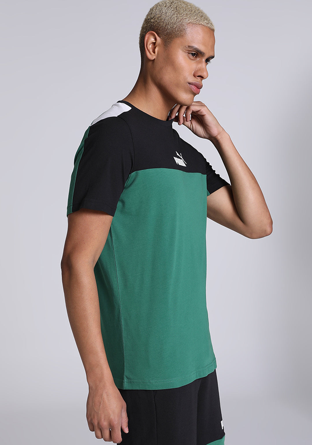 Puma Men Black and Green ESS+ Block T-Shirt (3)