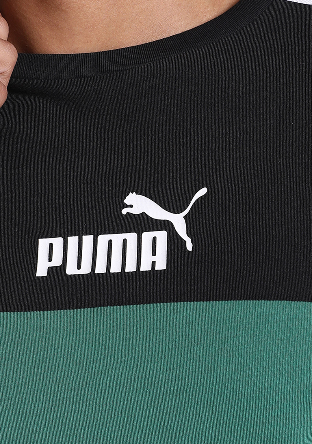 Puma Men Black and Green ESS+ Block T-Shirt (5)