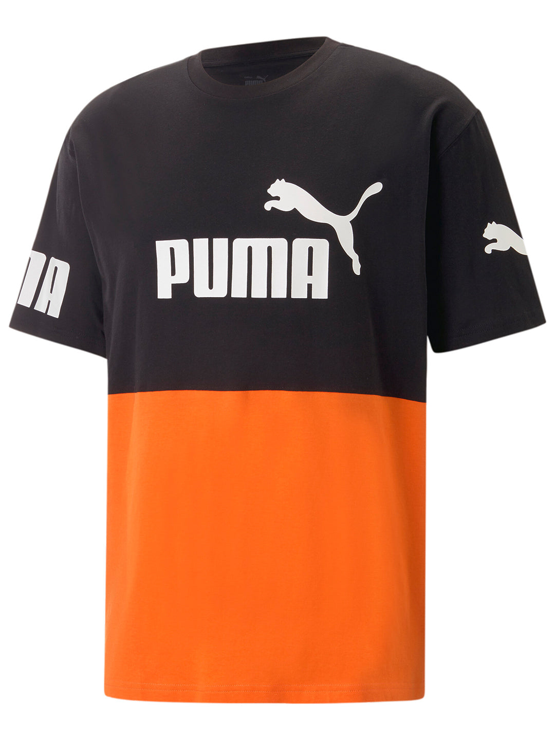 Puma Men Black and Orange PUMA POWER Colorblock T-Shirt (1)