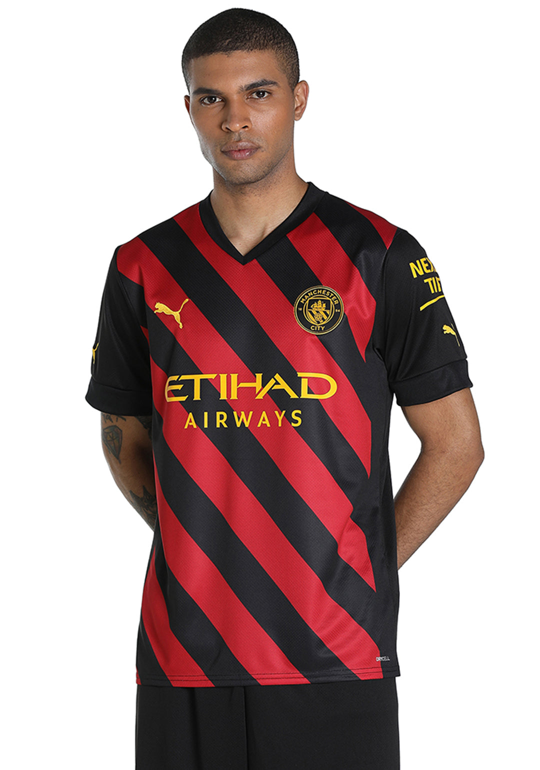 Men Black and Red MCFC Away Replica Jersey