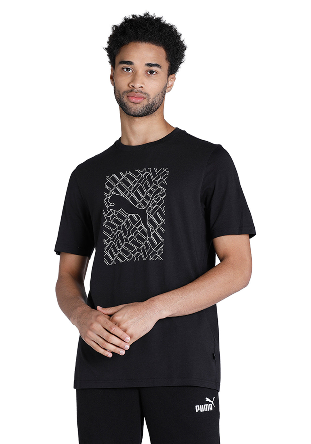Men Black GRAPHICS Cat T-Shirt