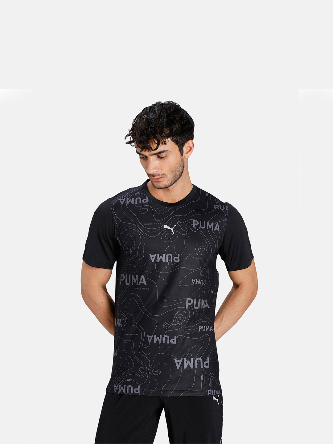 Puma Men Black & Grey Solid Aop T-Shirts (1)