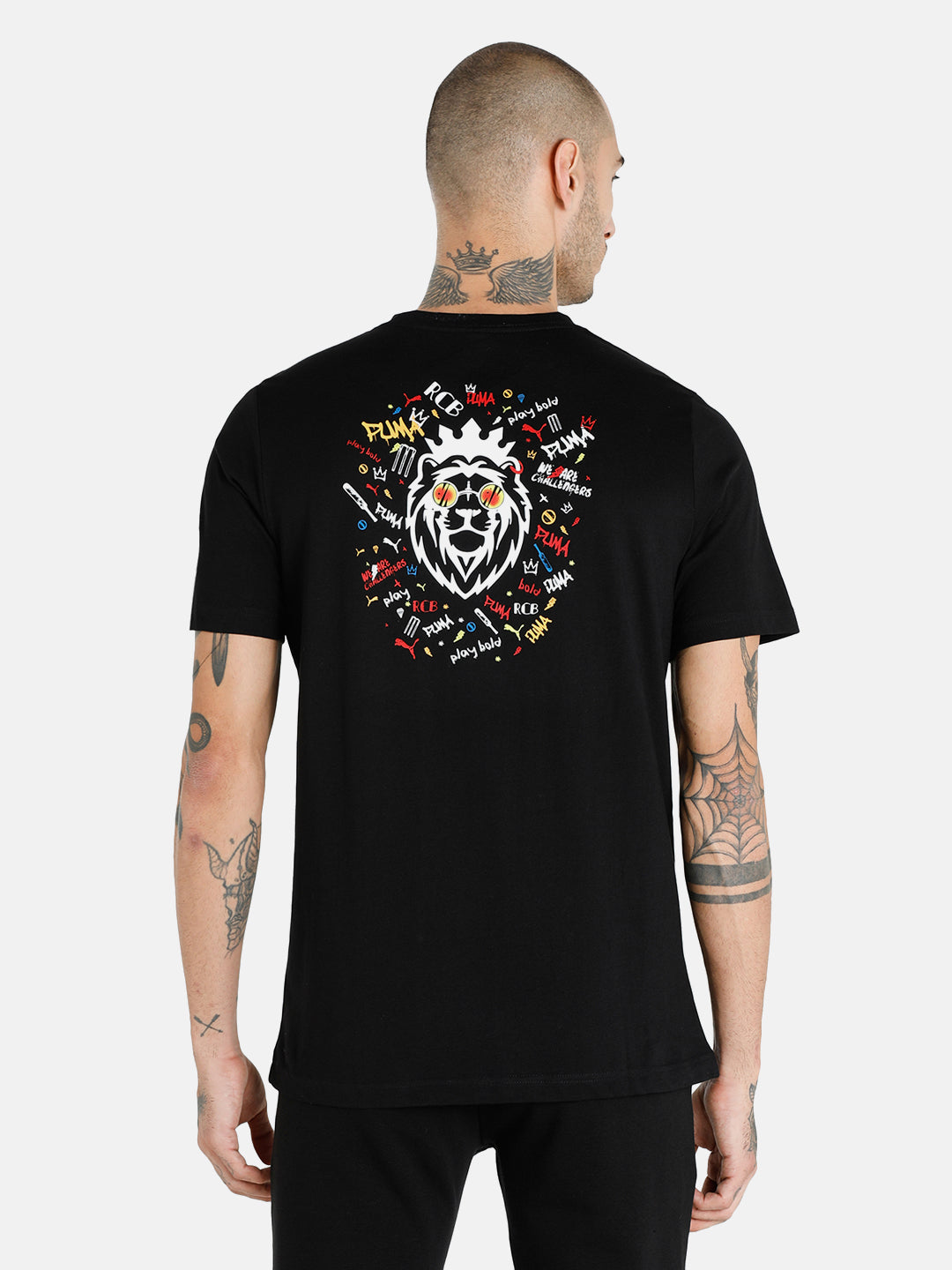 Puma Men Black Logo Printed Regular Fit Half Sleeves Cotton T-shirt (3)