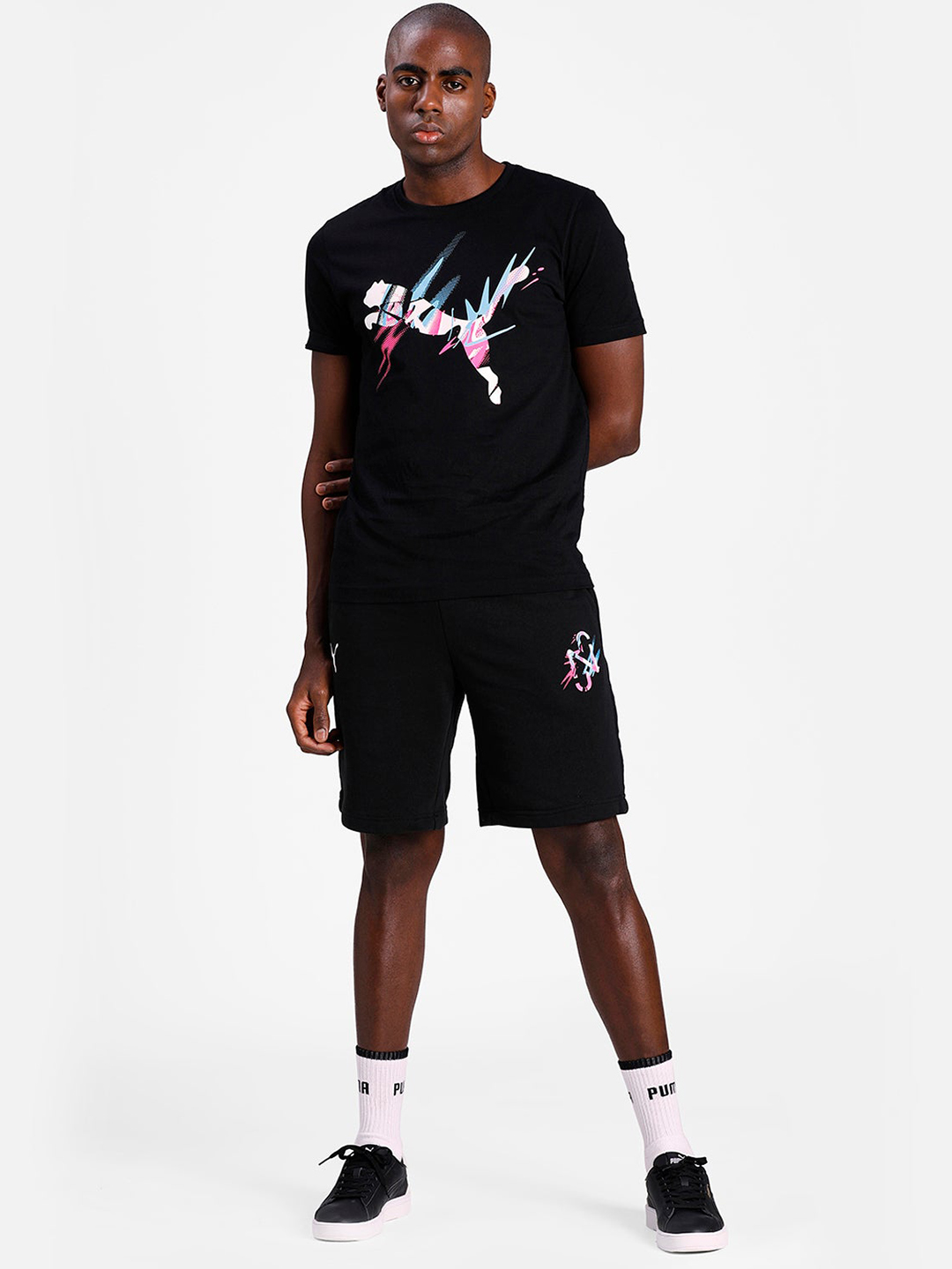 Puma Men Black Neymar Jr Creativity Logo Shorts (5)