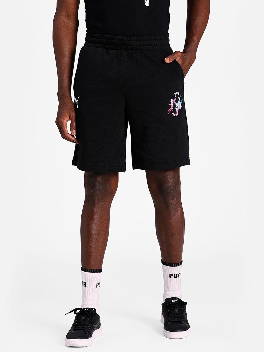 Puma Men Black Neymar Jr Creativity Logo Shorts (1)