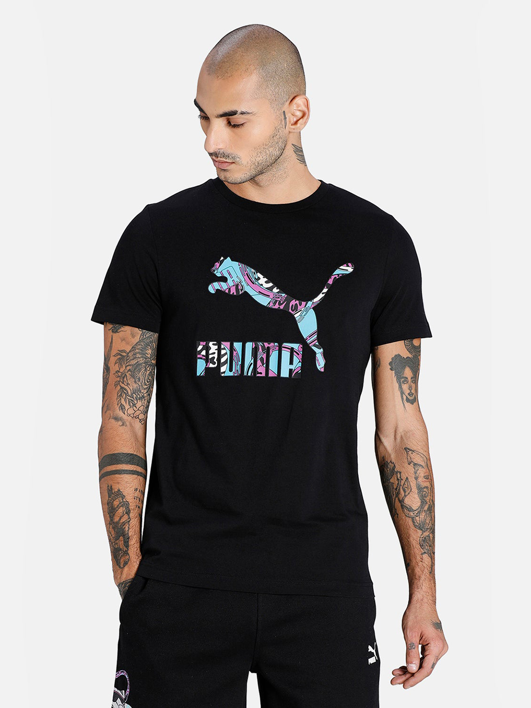 Puma Men Black Printed Front Graphic T-Shirts (1)