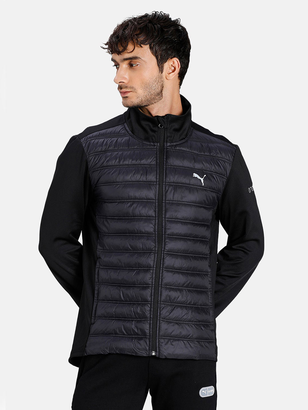 Men Black Printed Padded Jackets