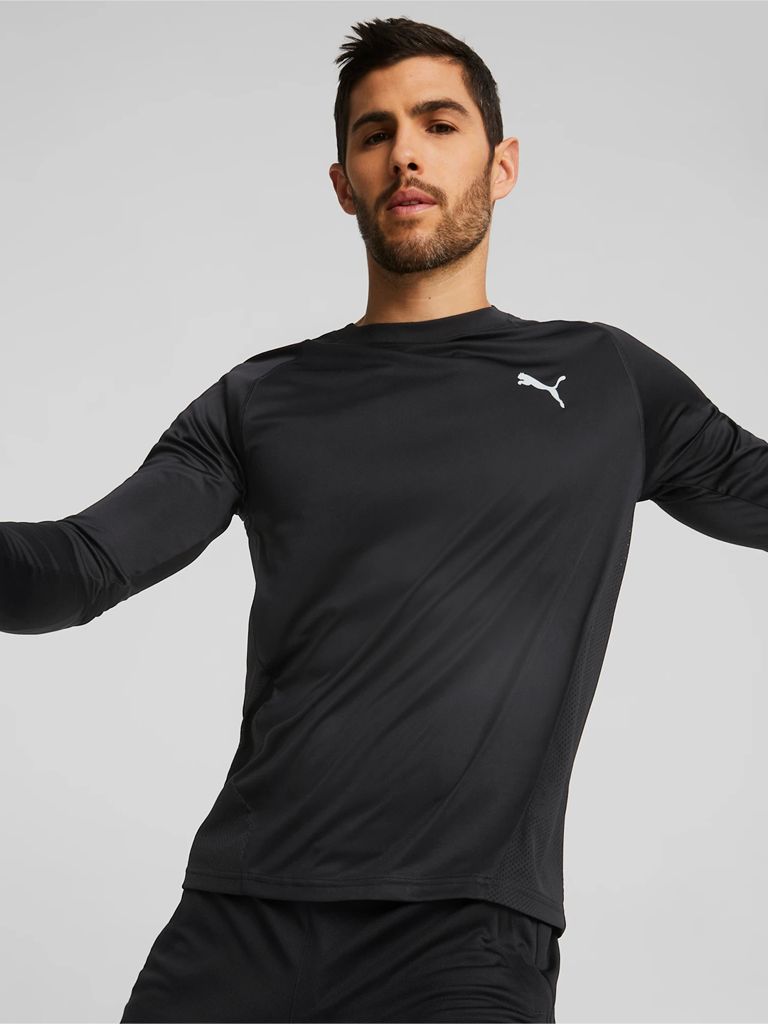 Puma Men Black Train All Day Long Sleeve Training T-Shirt (1)