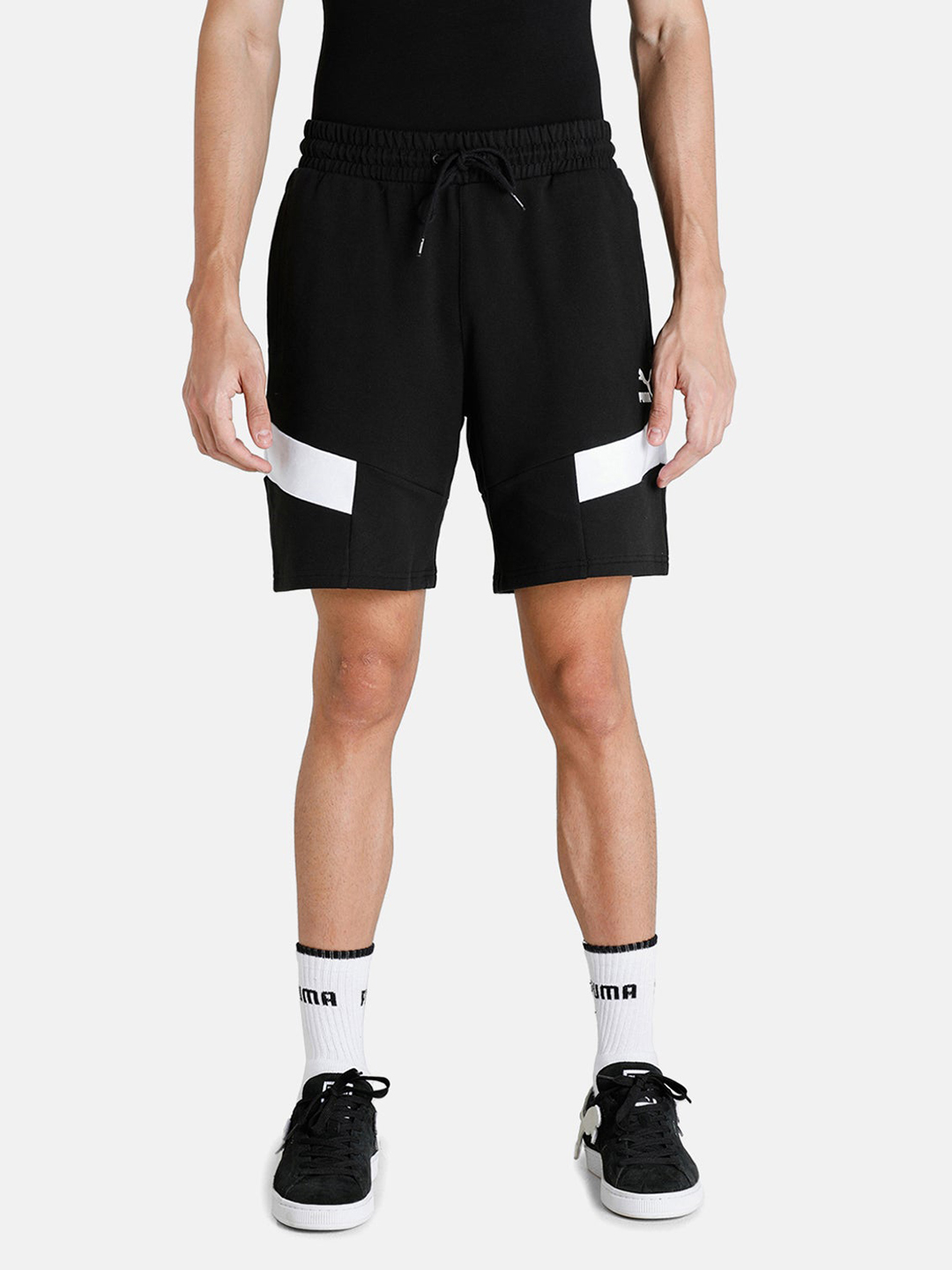 Puma Men Black & White Iconic MCS Shorts (1)