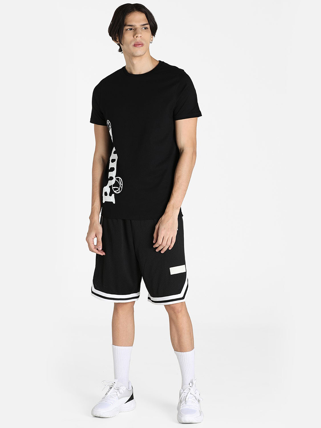 Puma Men Black & White Printed 4Th Quarter T-Shirts (5)
