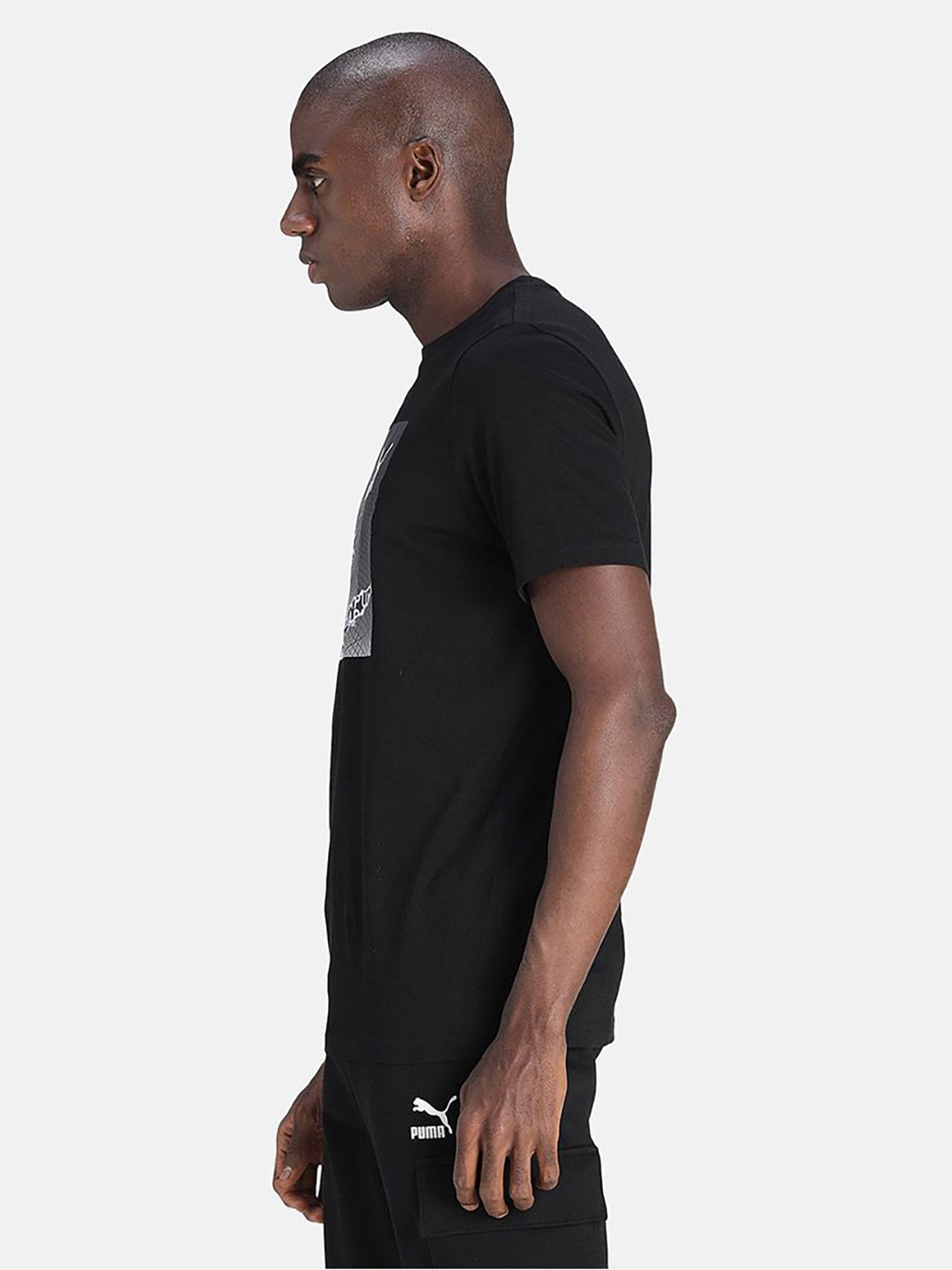 Puma Men Black & White Printed Graphic Photo Print T-Shirts (4)