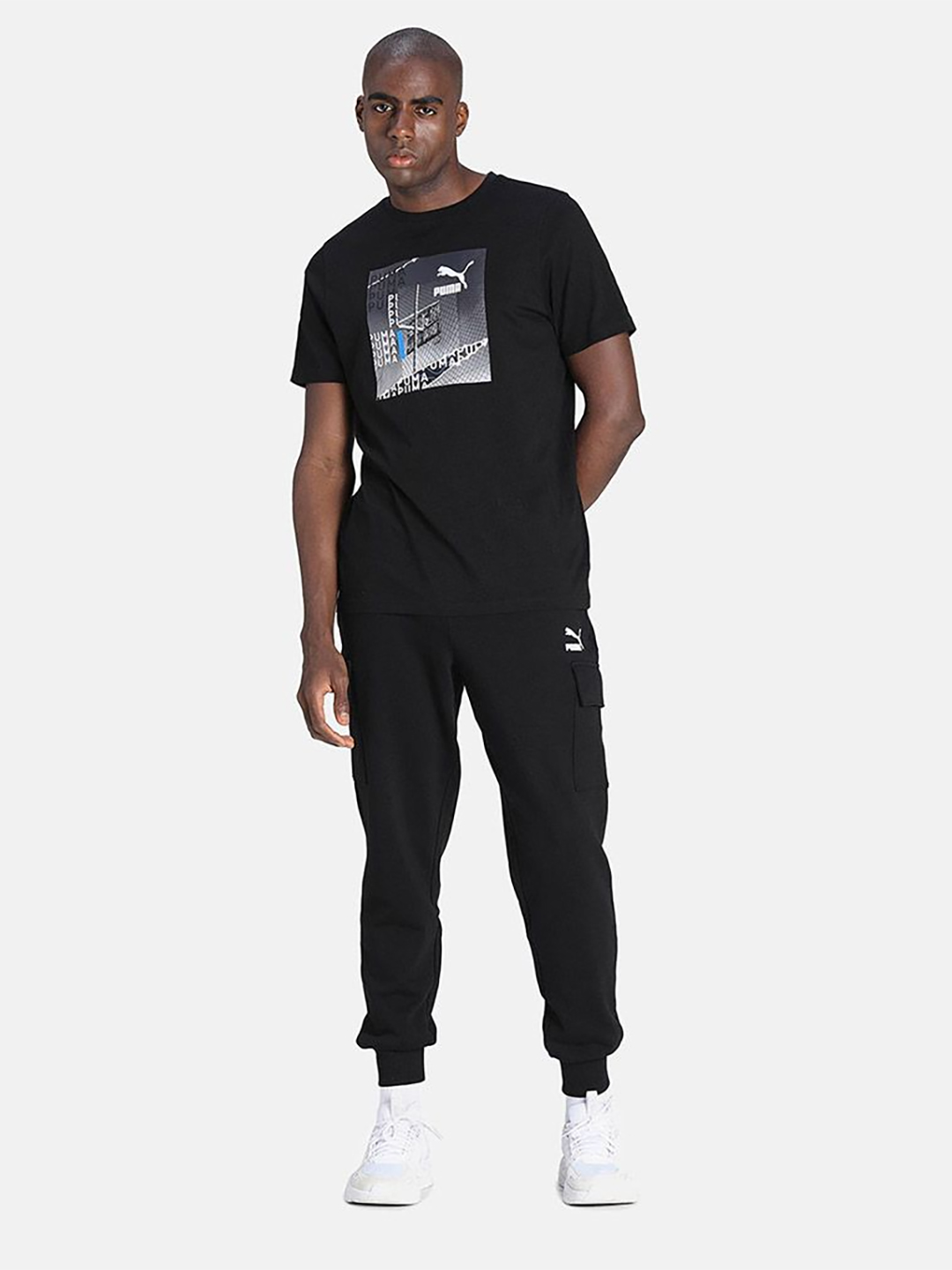 Puma Men Black & White Printed Graphic Photo Print T-Shirts (5)