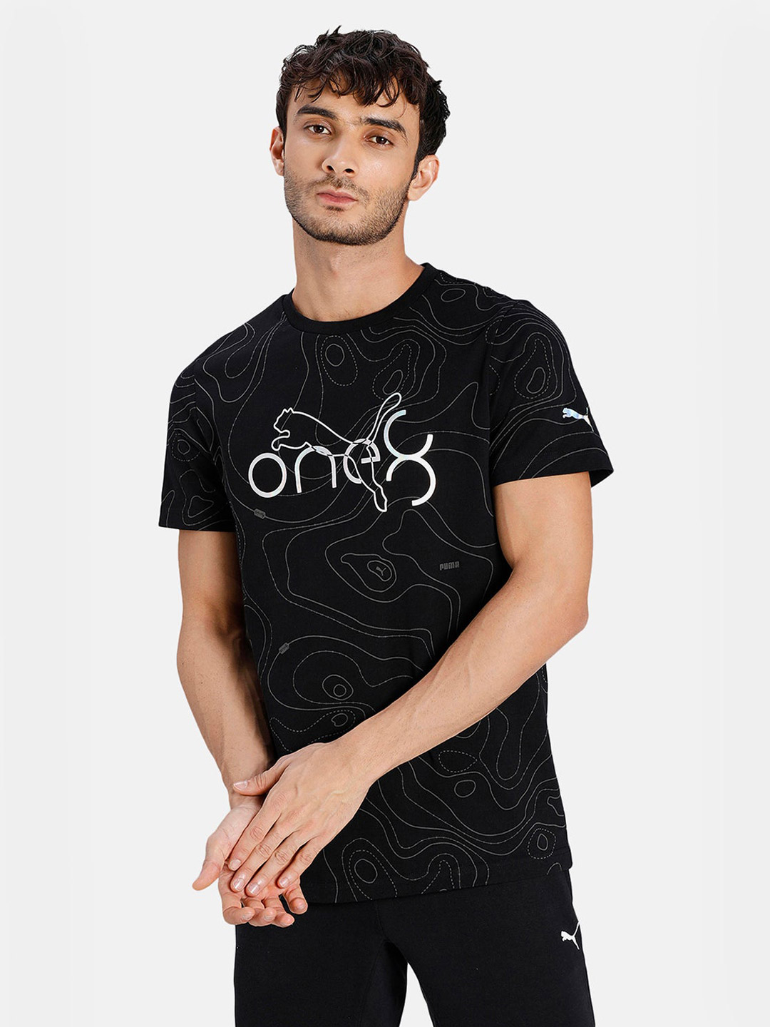 Puma Men Black & White Printed Virat Kohli Aop T-Shirts (1)