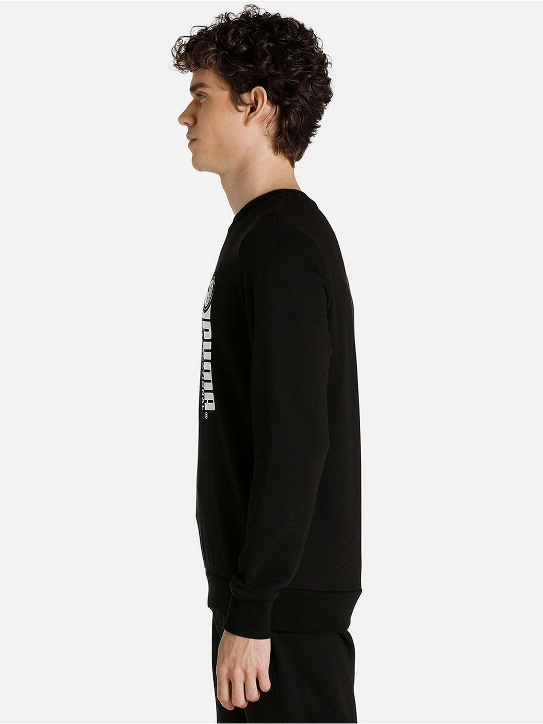 Puma Men Black & White Solid Puma Intl Graphic Crew Sweatshirts (4)