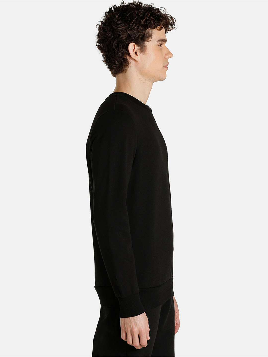 Puma Men Black & White Solid Puma Intl Graphic Crew Sweatshirts (2)