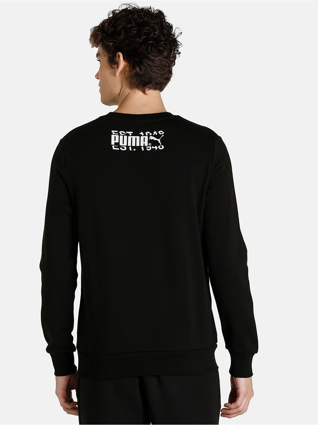 Puma Men Black & White Solid Puma Intl Graphic Crew Sweatshirts (3)