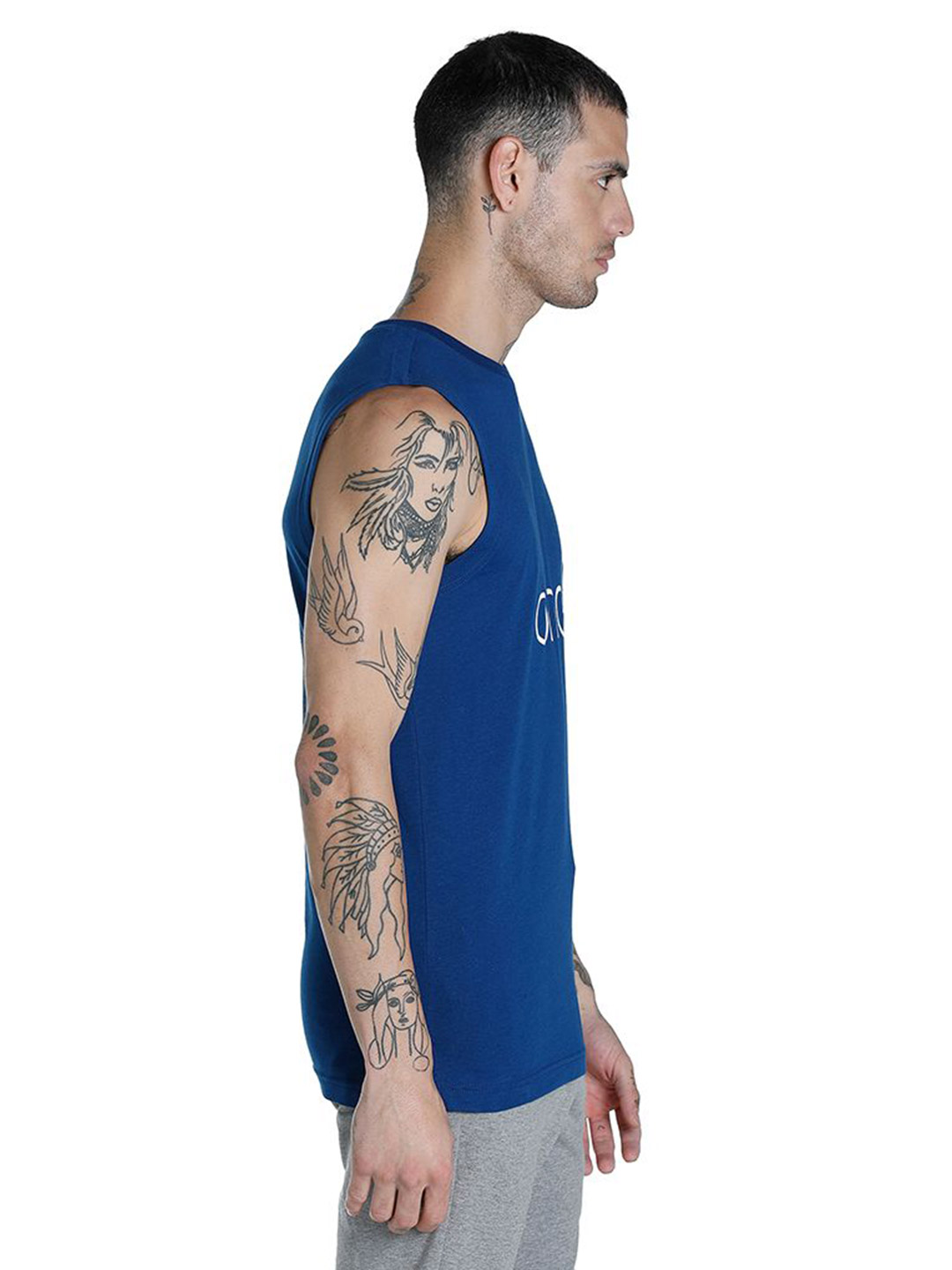 Puma Men Blazing Blue Printed Performance Sleeveless Tank (4)