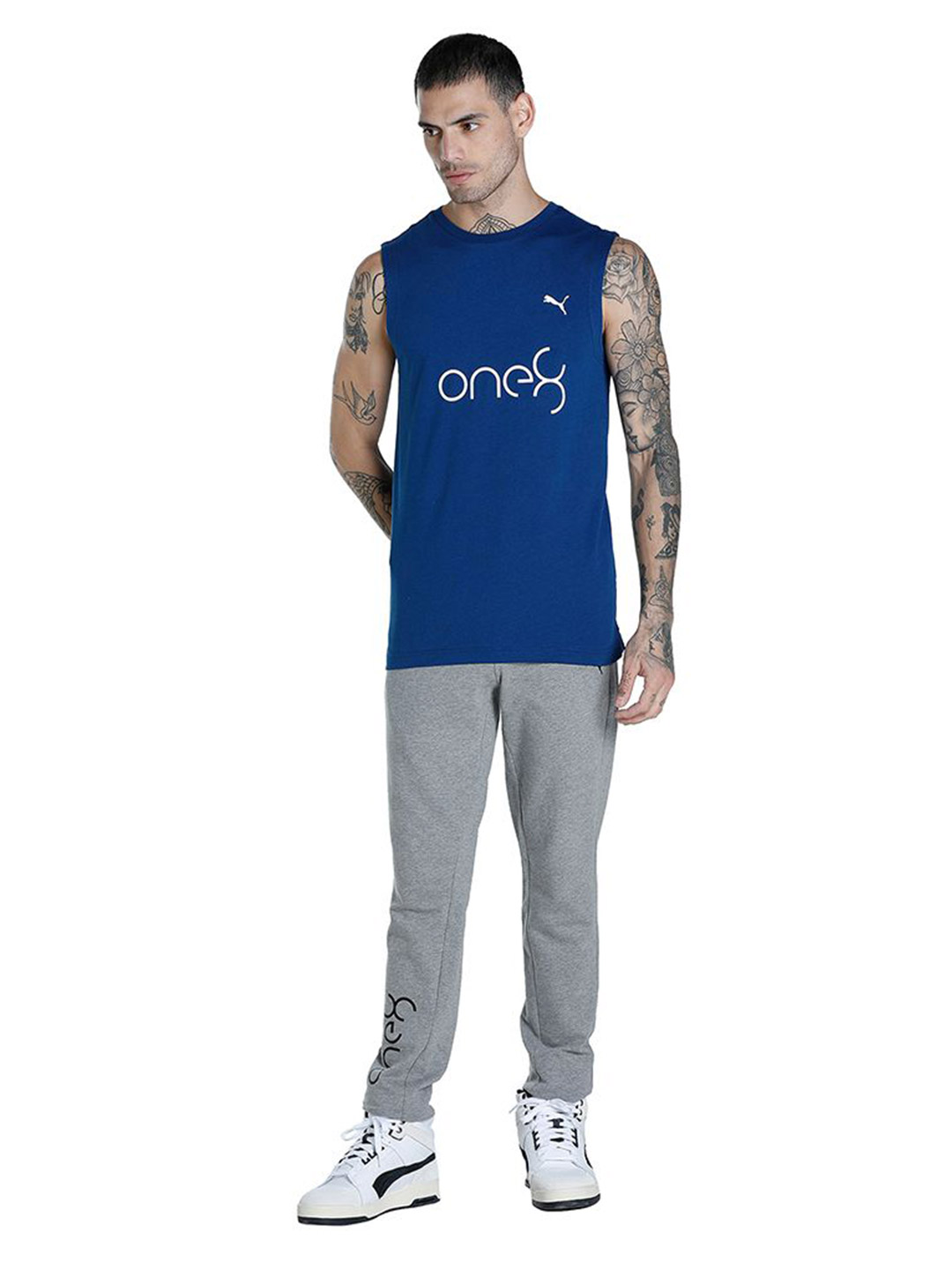 Puma Men Blazing Blue Printed Performance Sleeveless Tank (5)