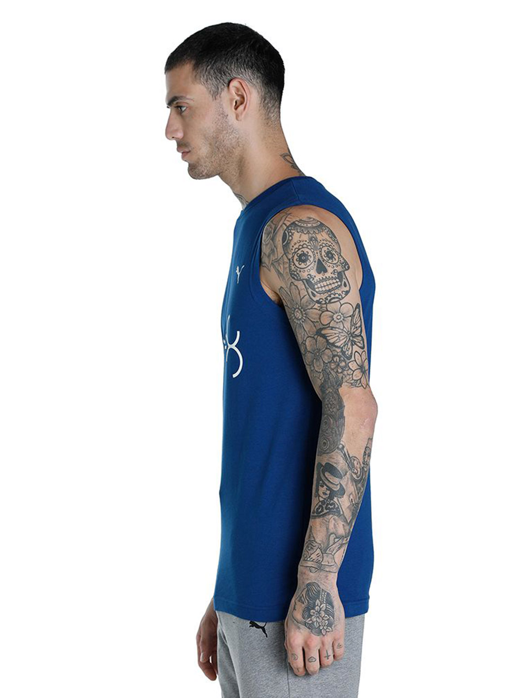 Puma Men Blazing Blue Printed Performance Sleeveless Tank (2)