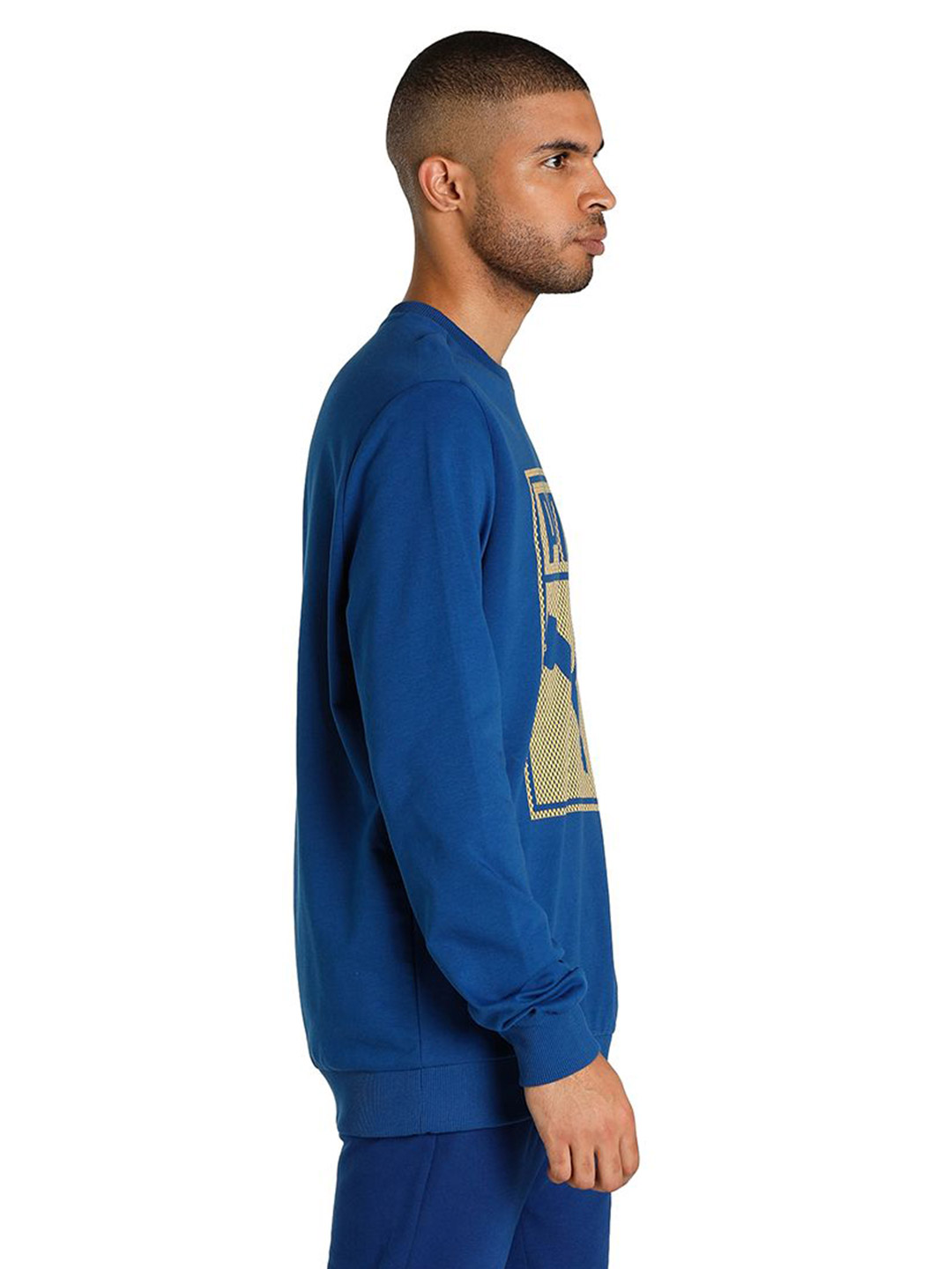 Puma Men Blazing Blue Printed PUMA Graphic Crew Sweat Shirt (4)
