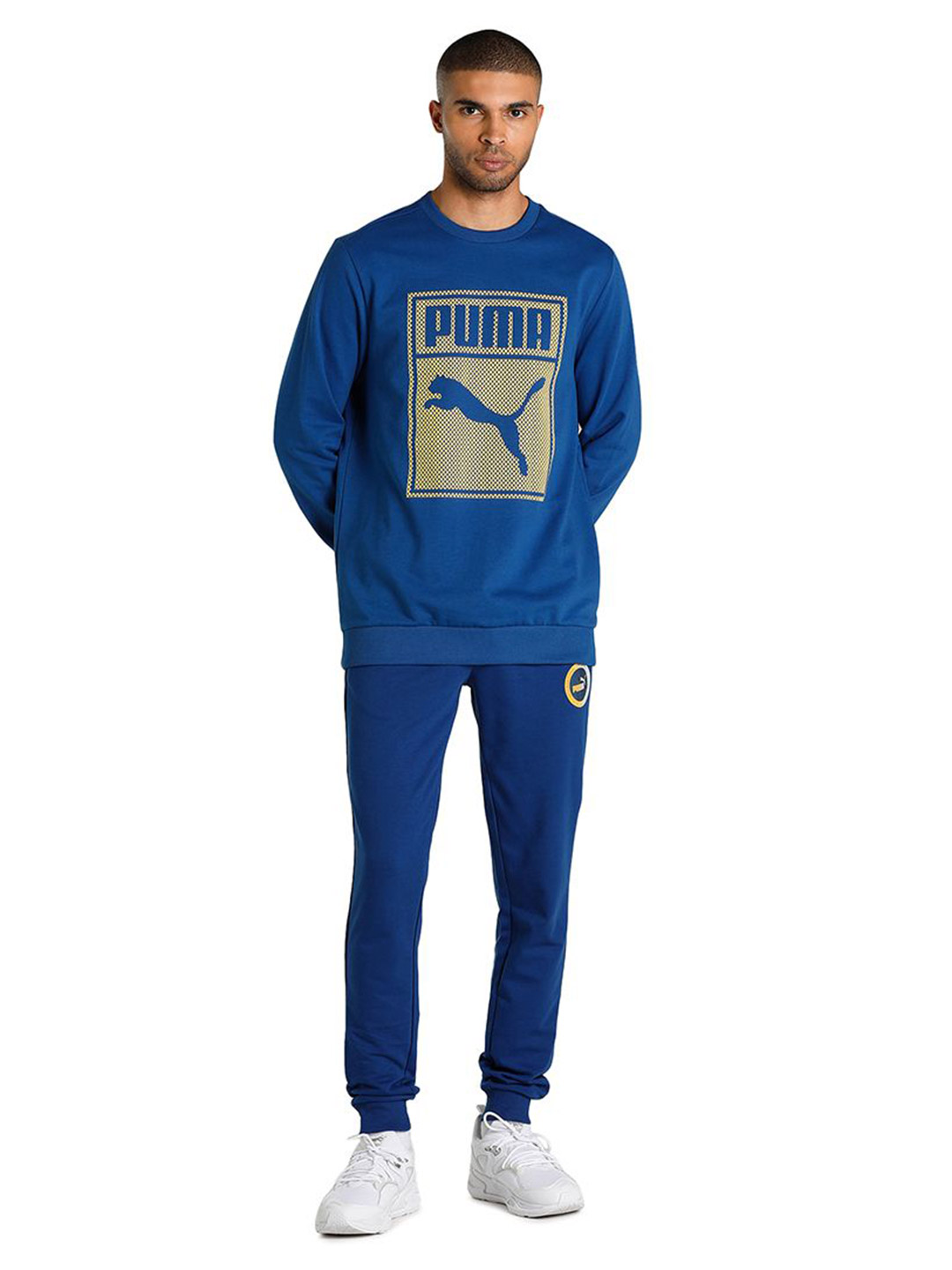 Puma Men Blazing Blue Printed PUMA Graphic Crew Sweat Shirt (5)