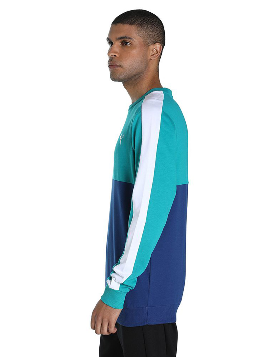 Puma Men Blazing Blue Printed PUMAxONE8 Color Block Crew Sweatshirts (2)