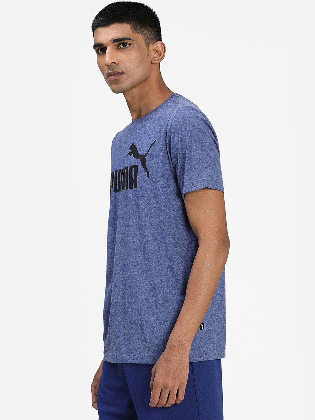 Puma Men Blue & Black Printed Ess Heather T-Shirts (2)