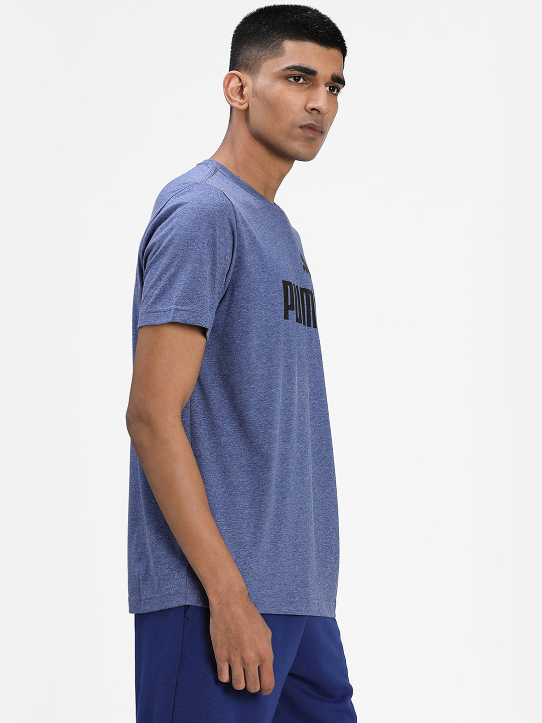Puma Men Blue & Black Printed Ess Heather T-Shirts (4)