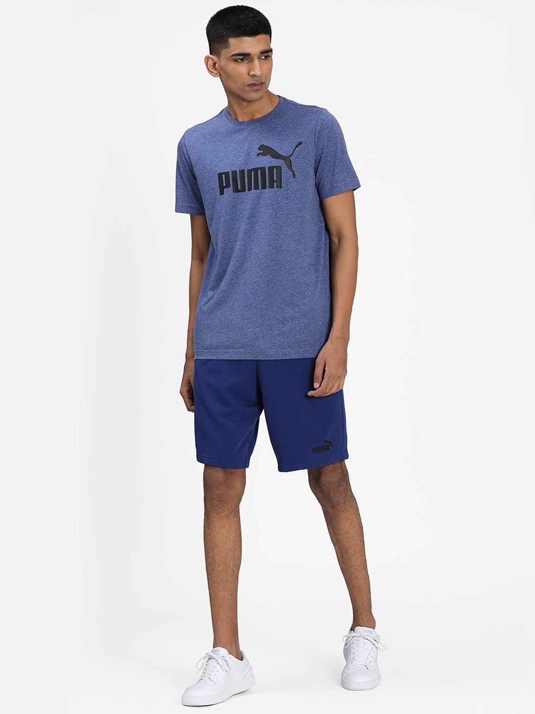 Puma Men Blue & Black Printed Ess Heather T-Shirts (5)