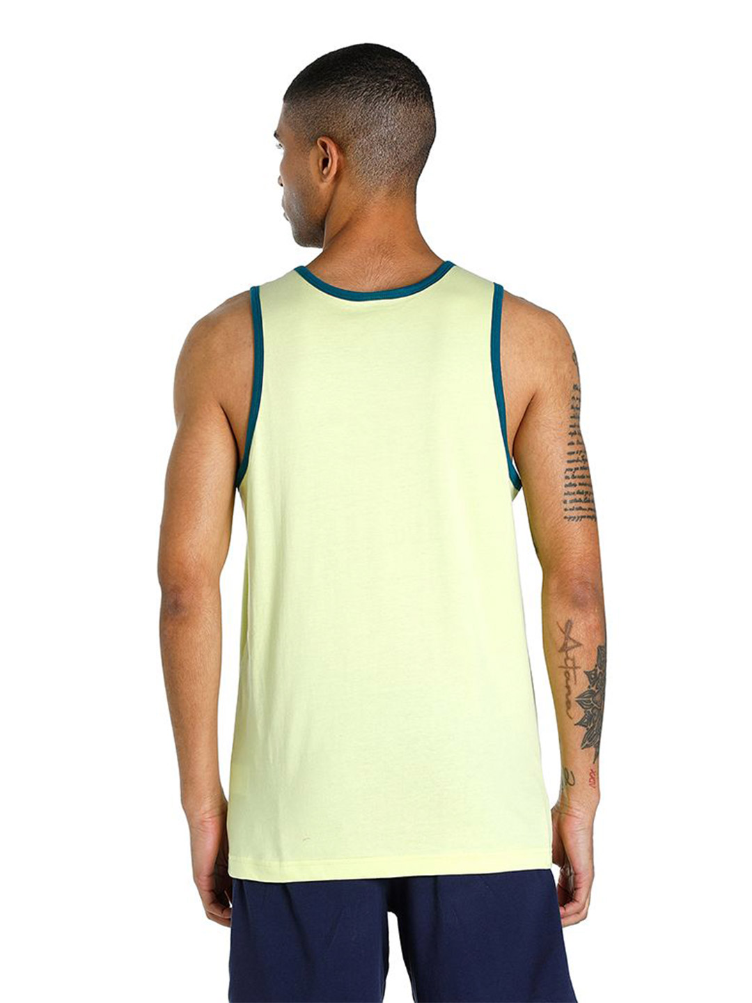 Puma Men Blue Coral-Sunny Lime Printed Contrast Tank Pack of 2 (2)