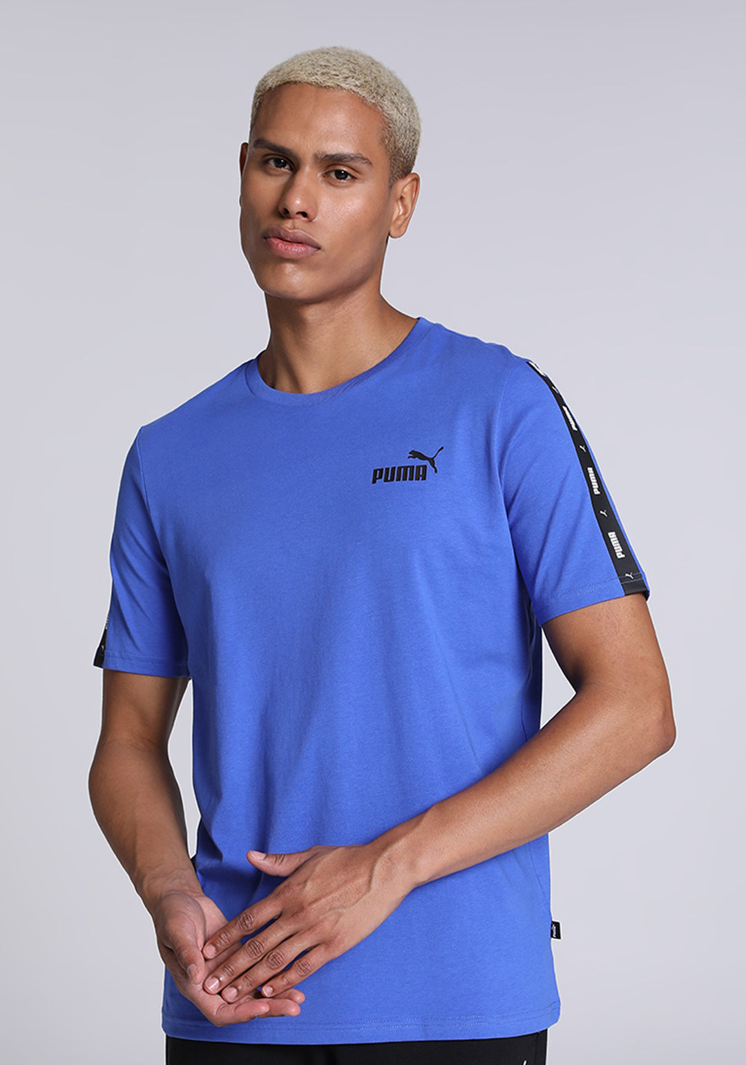 Men Blue ESS+ Tape T-Shirt