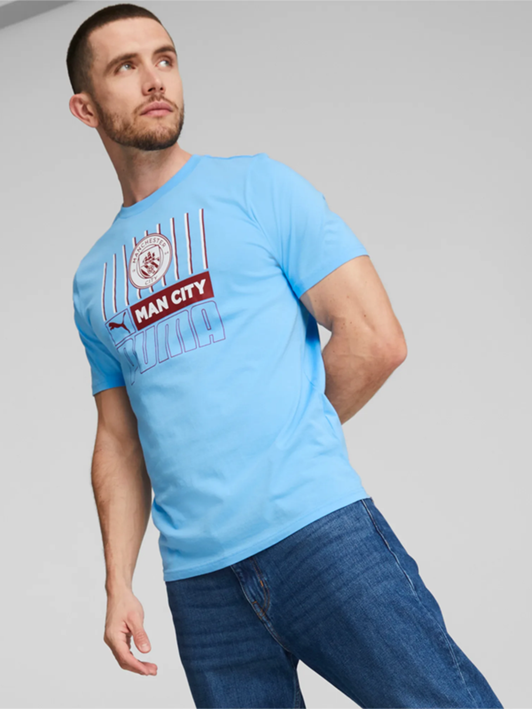 Men Blue & Red MCFC FtblCore Printed T-Shirt