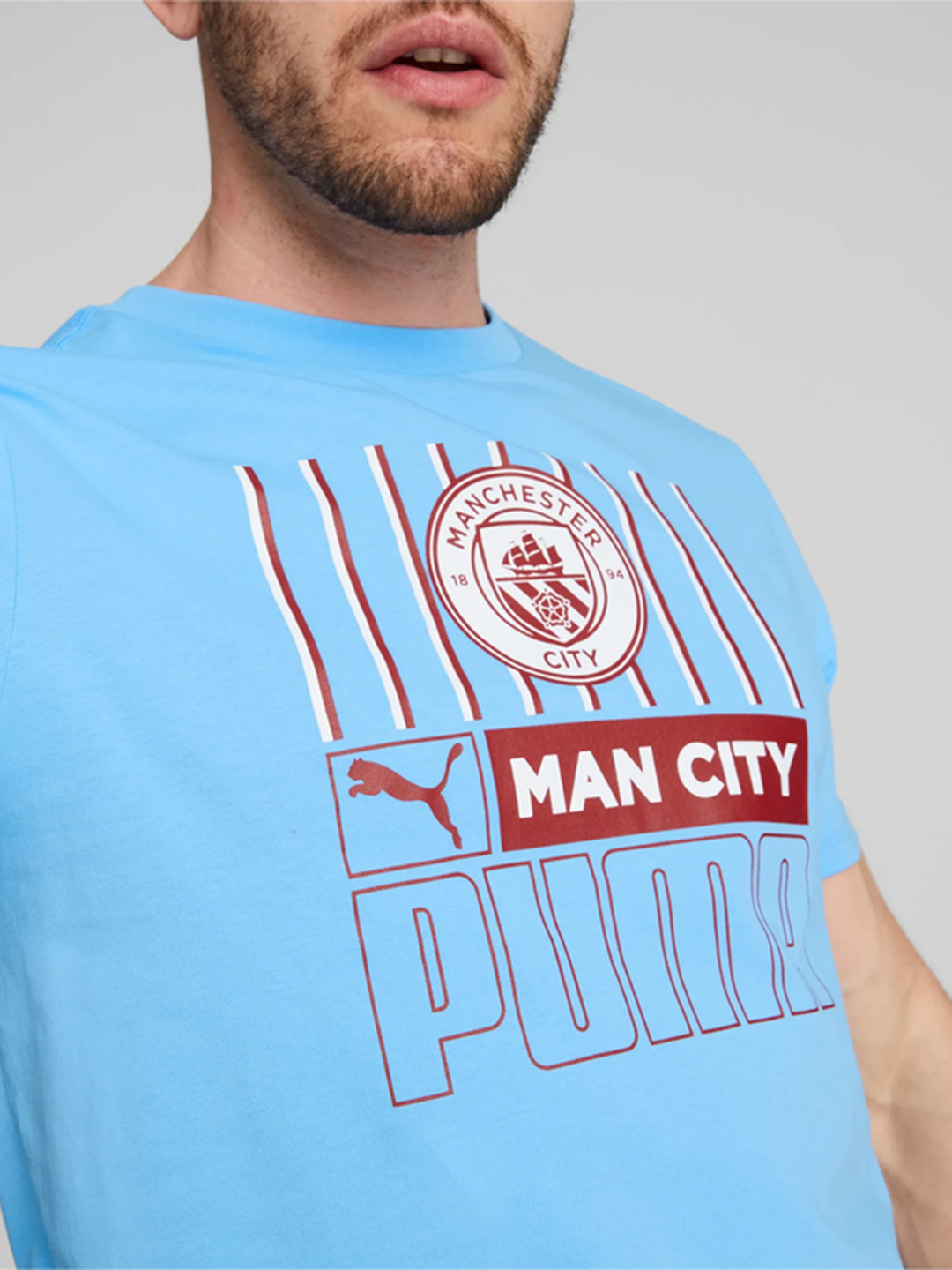 Puma Men Blue & Red MCFC FtblCore Printed T-Shirt (4)