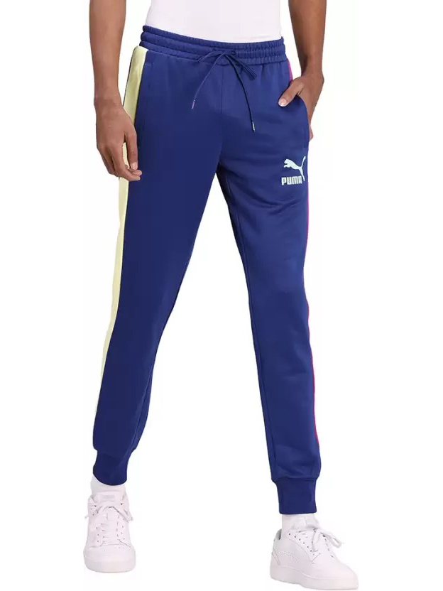 Puma Men Blue & Yellow Iconic T7 Track Pants (1)