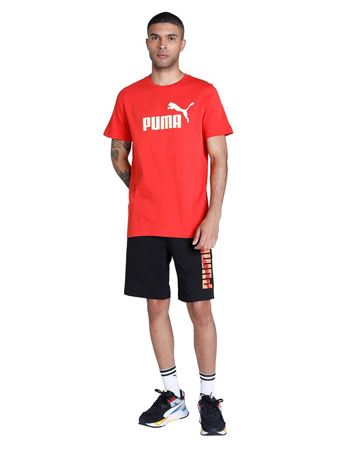 Puma Men Burnt Red Printed N1 Logo T-Shirt (5)