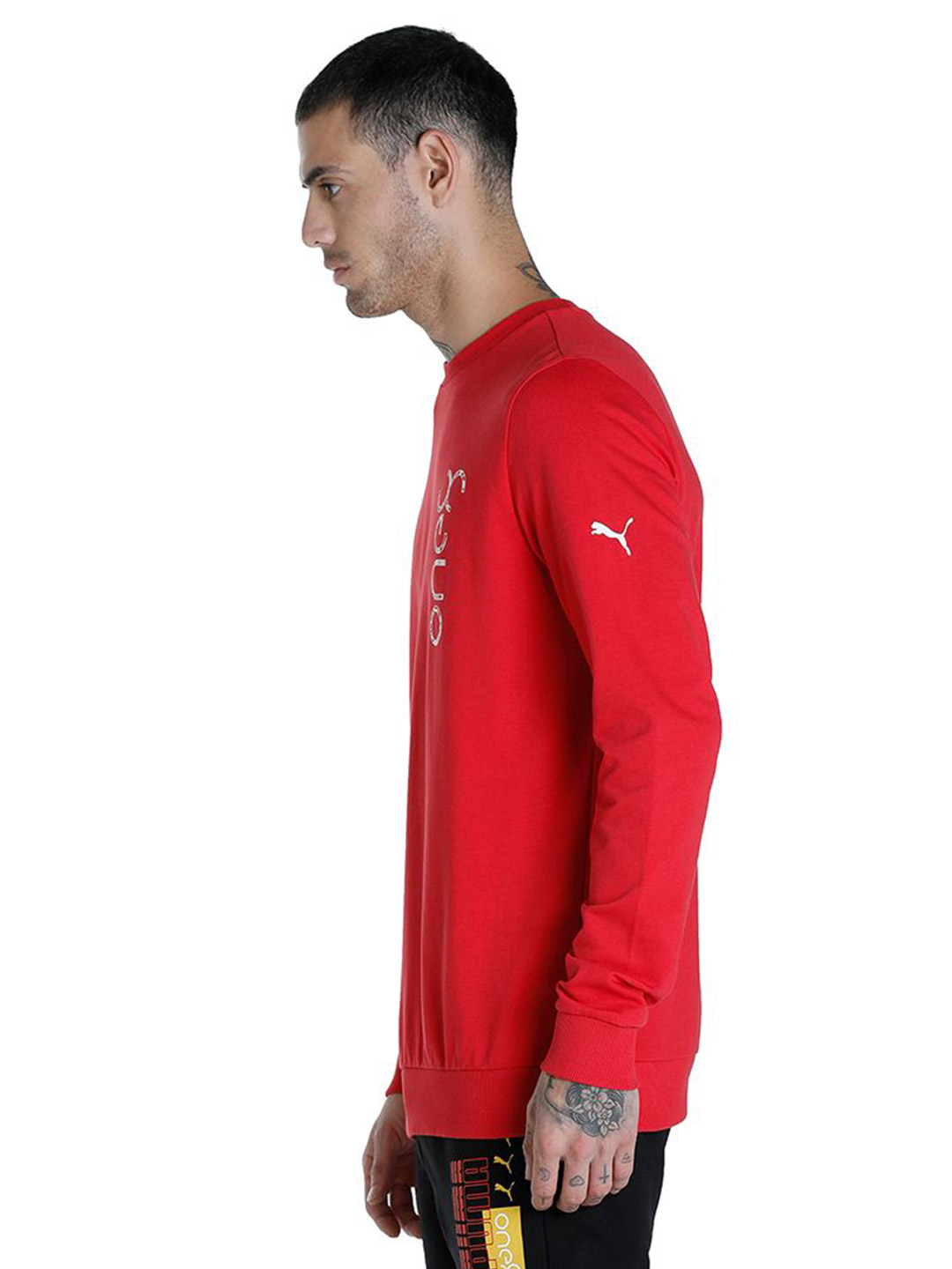 Puma Men Burnt Red Printed one8 Virat Kohli Logo Crew Sweat Shirt (2)