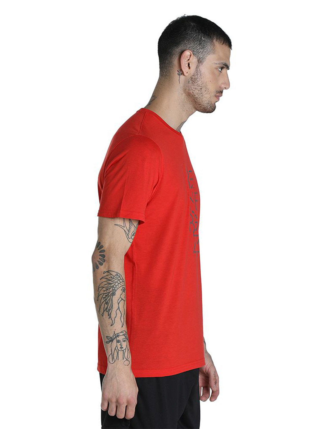 Puma Men Burnt Red Printed PERFORMANCE SLOGAN SS T-Shirt (4)