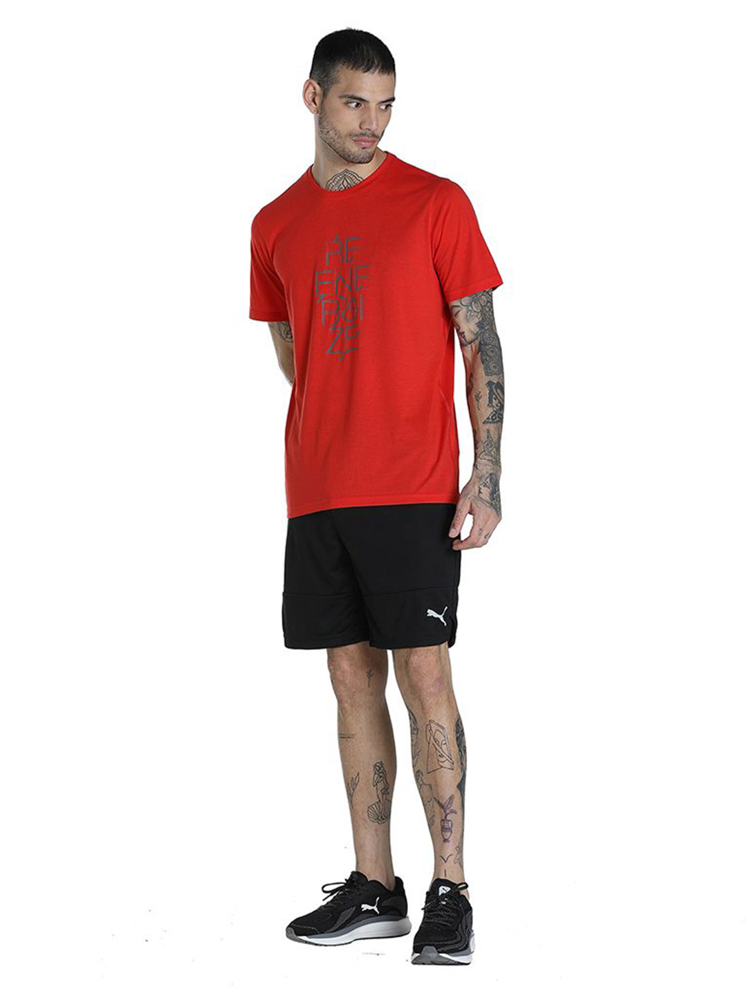 Puma Men Burnt Red Printed PERFORMANCE SLOGAN SS T-Shirt (5)