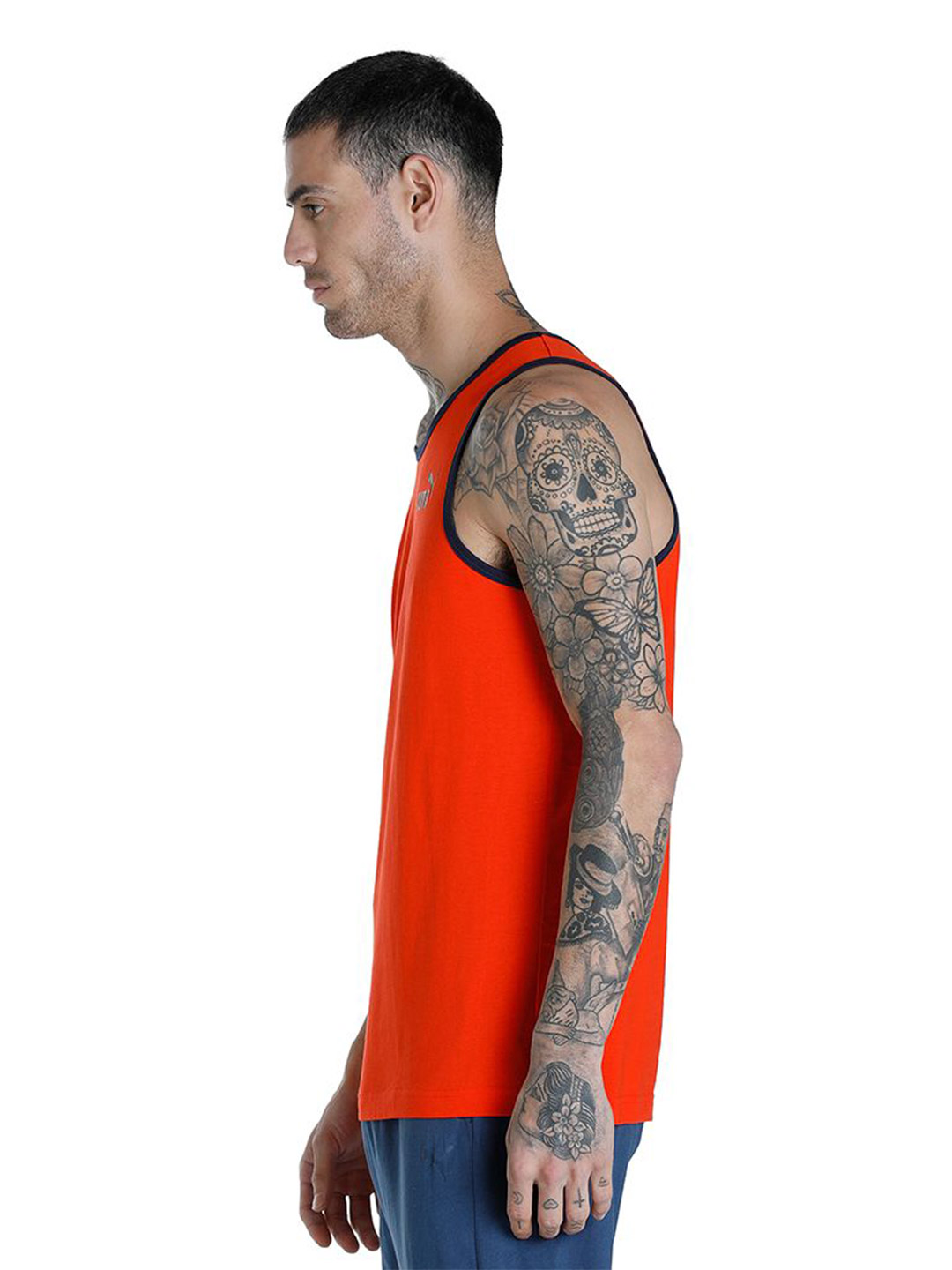 Puma Men Cherry Tomato-Peacoat Printed Contrast Tank Pack of 2 (4)