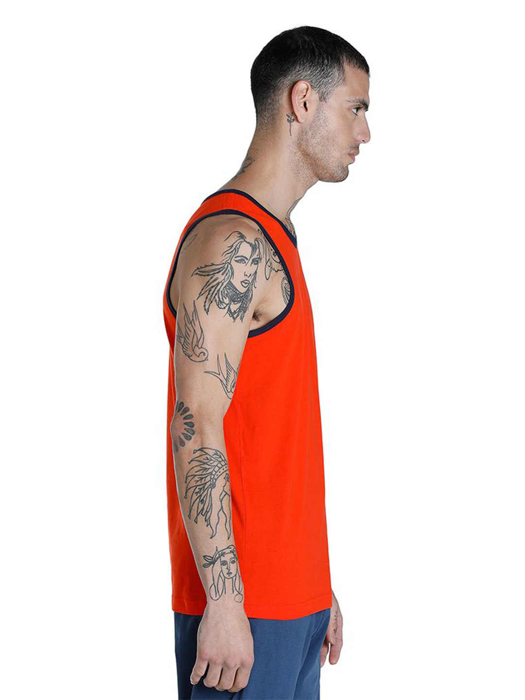 Puma Men Cherry Tomato-Peacoat Printed Contrast Tank Pack of 2 (5)