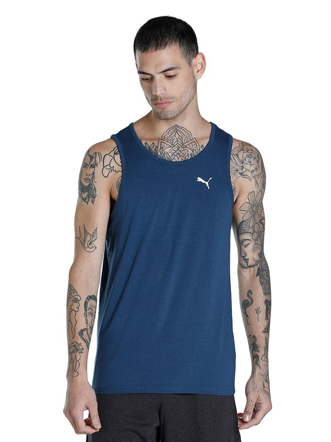 Men Dark Denim Printed Premium Soft Touch Tank Pack of 1